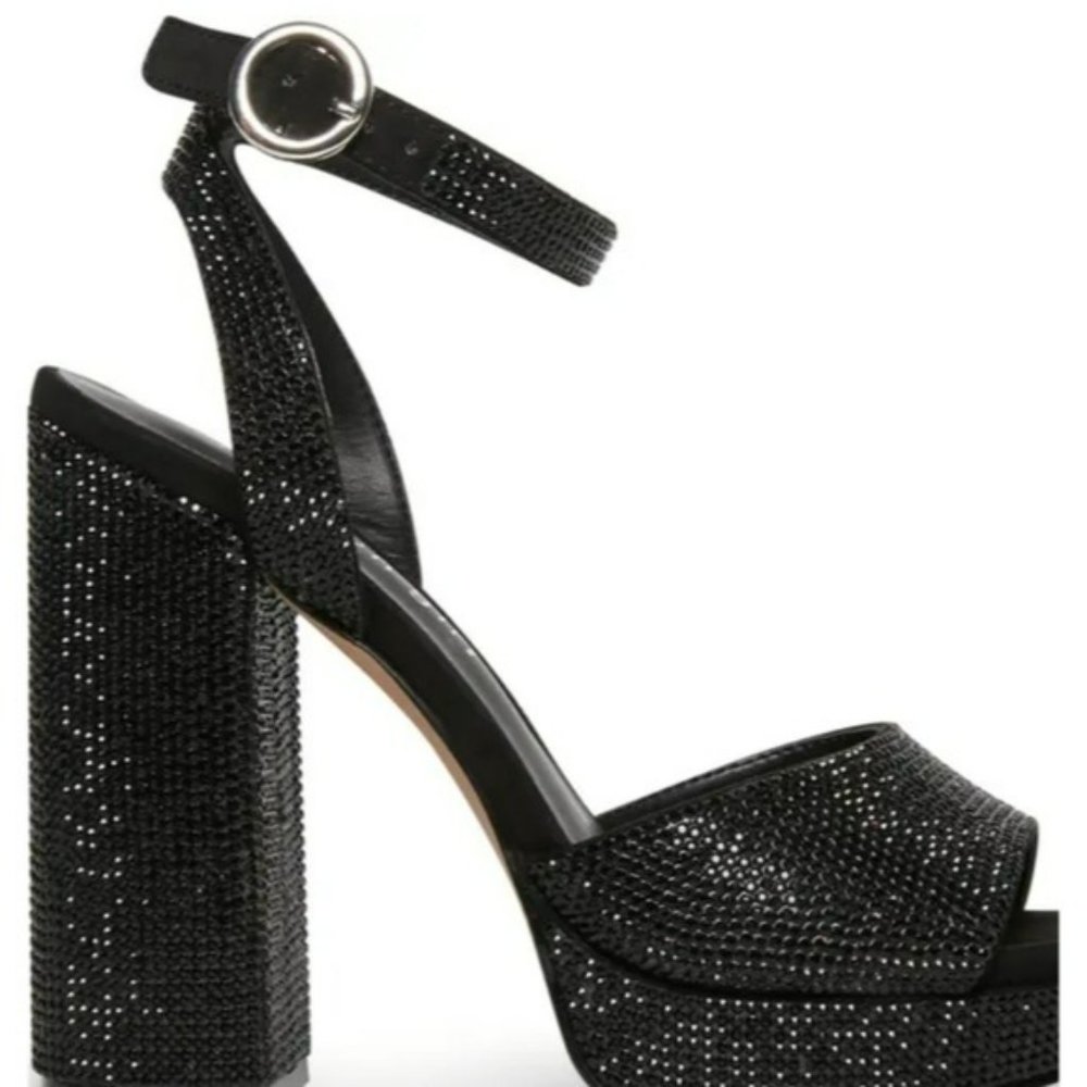 Madden Girl Summit Rhinestone Platform Sandals Black -6 - Picture 2 of 6
